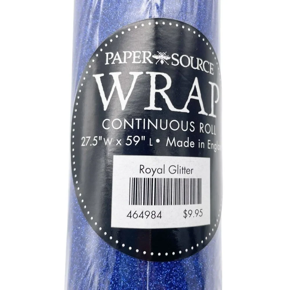 NWT Paper Source Royal Glitter Wrapping Paper Roll 27.5”x59” Gift Wrap Blue